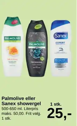 SuperBrugsen Palmolive eller Sanex showergel tilbud