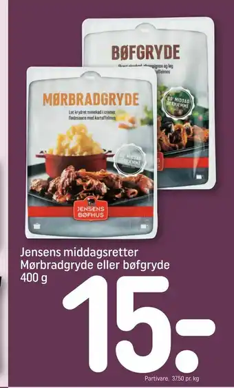 REMA 1000 Jensens middagsretter Mørbradgryde eller bøfgryde tilbud
