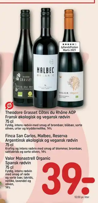 REMA 1000 Valor Monastrell Organic Spansk rødvin tilbud