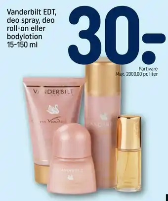 Vanderbilt EDT, deo spray, deo roll-on eller bodylotion