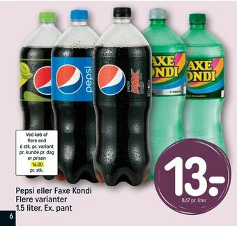 REMA 1000 Pepsi eller Faxe Kondi tilbud