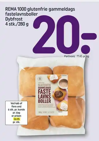 REMA 1000 REMA 1000 glutenfrie gammeldags fastelavnsboller Dybfrost 4 stk./280 g tilbud