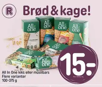 REMA 1000 All In One kiks eller müslibars tilbud