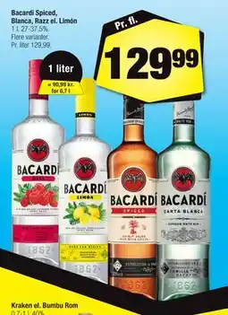 Calle Bacardi Spiced, Blanca, Razz el. Limón tilbud