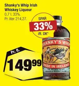 Calle Shanky's Whip Irish Whiskey Liqueur tilbud