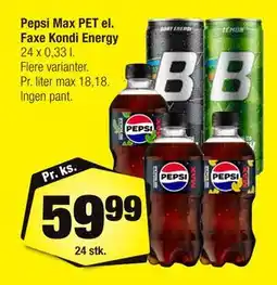 Calle Pepsi Max PET el. Faxe Kondi Energy tilbud