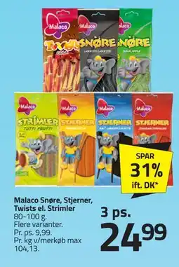 Fleggaard Malaco Snøre, Stjerner, Twists el. Strimler tilbud