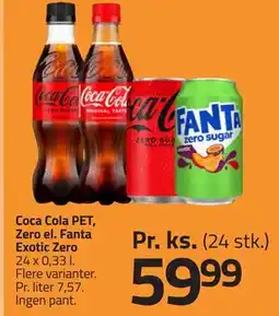 Fleggaard Coca Cola PET, Zero el. Fanta Exotic Zero tilbud