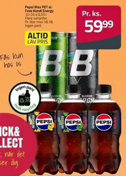 Fleggaard Pepsi Max PET el. Faxe Kondi Energy tilbud