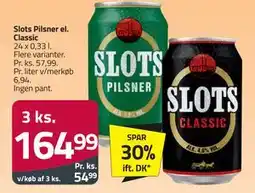 Fleggaard Slots Pilsner el. Classic tilbud