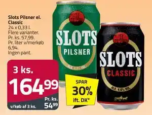 Fleggaard Slots Pilsner el. Classic tilbud