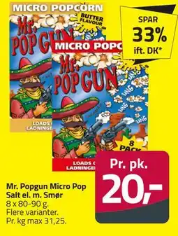 Fleggaard Mr. Popgun Micro Pop Salt el. m. Smør tilbud