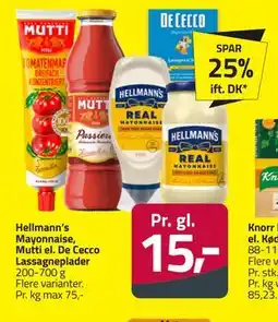 Fleggaard Hellmann’s Mayonnaise, Mutti el. De Cecco Lassagneplader tilbud