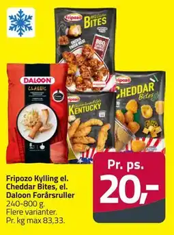 Fleggaard Fripozo Kylling el. Cheddar Bites, el. Daloon Forårsruller tilbud