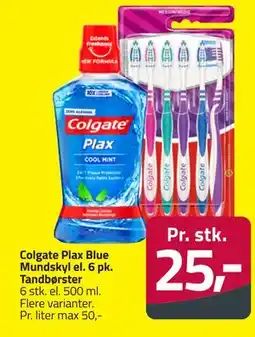 Fleggaard Colgate Plax Blue Mundskyl el. 6 pk. Tandbørster tilbud