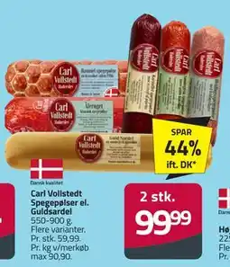 Fleggaard Carl Vollstedt Spegepølser el. Guldsardel tilbud