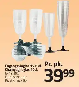 Fleggaard Engangsvinglas 15 cl el. Champagneglas 10cl tilbud