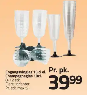 Fleggaard Engangsvinglas 15 cl el. Champagneglas 10cl tilbud