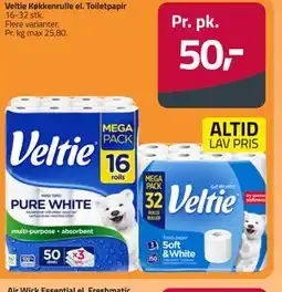Fleggaard Veltie Køkkenrulle el. Toiletpapir tilbud