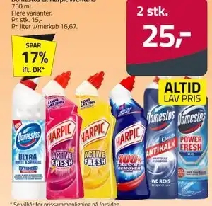 Fleggaard Domestos el. Harpic WC-Rens tilbud