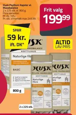 Fleggaard Husk Psyllium Kapsler el. Mavebalance tilbud