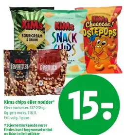 Coop 365 Kims chips eller nødder tilbud