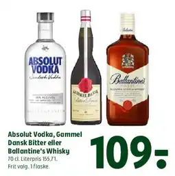 Coop 365 Absolut Vodka, Gammel Dansk Bitter eller Ballantine's Whisky tilbud