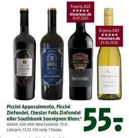 Coop 365 Piccini Appassimento, Piccini Zinfandel, Chester Falls Zinfandel eller Southbank Sauvignon Blanc tilbud