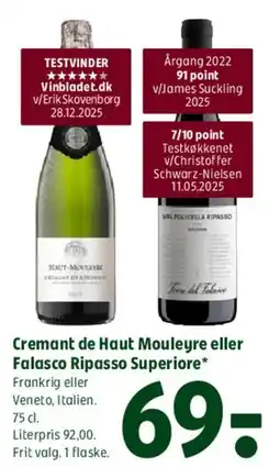 Coop 365 Cremant de Haut Moulure eller Falasco Ripasso Superiore tilbud