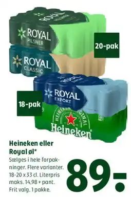 Coop 365 Heineken eller Royal øl tilbud