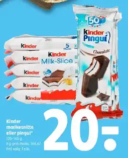 Coop 365 Kinder mælkesnitte eller Pingui tilbud