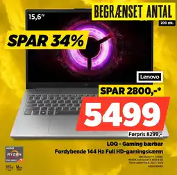 Power Lenovo LOQ-Gaming bærbar Fordybende 144 Hz Full HD-gamingskærm tilbud