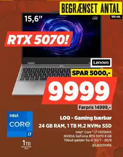 Power Lenovo LOQ - Gaming bærbar 24 GB RAM, 1 TB M.2 NVMe SSD tilbud