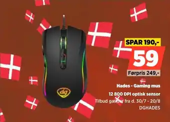 Power Hades-Gaming mus 12 800 DPI optisk sensor tilbud