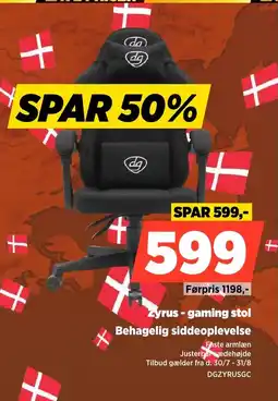 Power Zyrus-gaming stol Behagelig siddeoplevelse tilbud