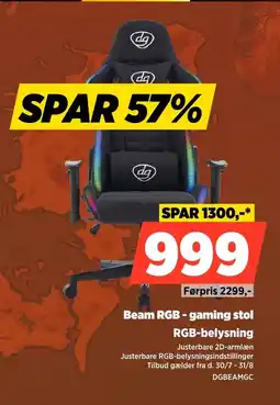 Power Beam RGB-gaming stol RGB-belysning tilbud