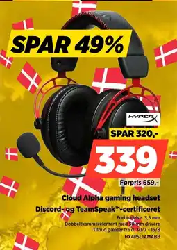Power Hyper Cloud Alpha gaming headset Discord-og TeamSpeak™-certificeret tilbud