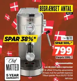 Power Chef Matteo Espressomaskine Lav de mest lækre espressoer tilbud