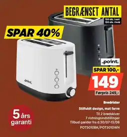 Power Point Brødrister Stilfuldt design, mat farve tilbud