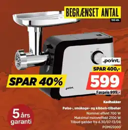 Power Point Kødhakker Pølse-, småkage- og kibbeh-tilbehør tilbud