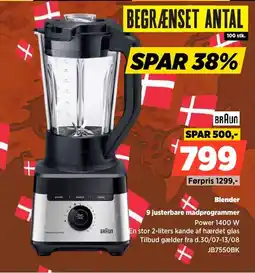 Power Braun Blender 9 justerbare madprogrammer tilbud