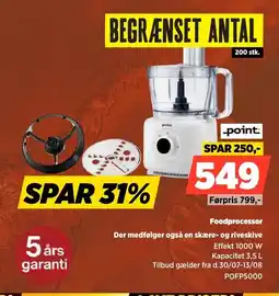 Power Point Foodprocessor Der medfølger også en skære- og riveskive tilbud