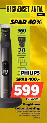 Power Philips Skægtrimmer Dobbeltsidet klinge tilbud