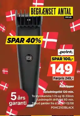Power Point Hårklipper Opladningstid 120 min. tilbud