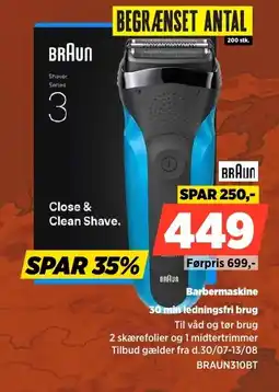 Power Braun Barbermaskine 30 min ledningsfri brug tilbud