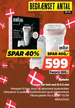 Power Braun Epilator Fanger hår helt ned til 0,5 mm tilbud