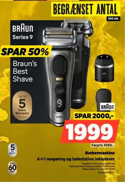 Power Braun Barbermaskine 6-i-1 rengøring og ladestation inkluderet tilbud