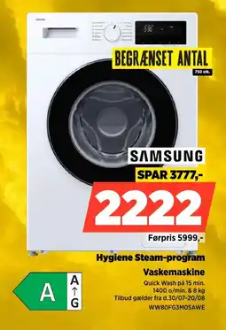 Power Samsung Hygiene Steam-program Vaskemaskine tilbud