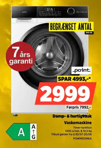 Power Point Damp- & hurtigvask Vaskemaskine tilbud