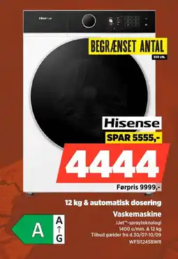 Power Hisense 12 kg & automatisk dosering Vaskemaskine tilbud